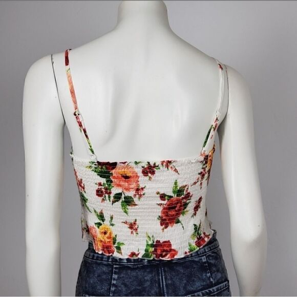 Ambiance Women's Tank Top White, Yellow Floral Print Spaghetti Strap Hal… - Picture 3 of 5